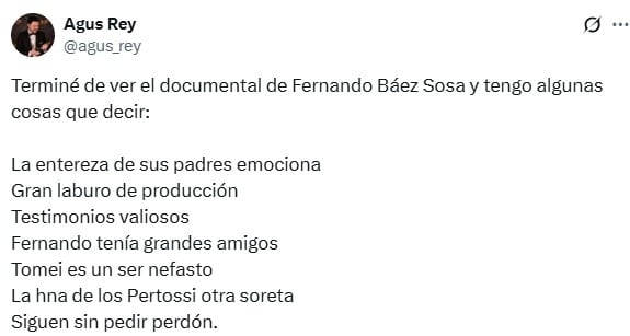 Datos claves sobre el documental de Fernando Báez Sosa.