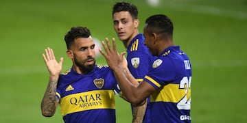Tevez, Pavón y Villa, tres protagonistas en el triunfo de Boca, por Copa Libertadores. (Fotobaires)