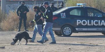 La policía con canes adiestrados repitieron esta mañana el rastrillaje en inmediaciones del ex club Newbery.
