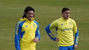 Entre tantas bajas por lesiones, Boca sostendrá ante Talleres su dupla ofensiva: los uruguayos Cavani y Merentiel (Boca).