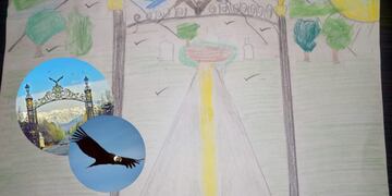 Dibujo de la historia de Alma sobre los Portones del Parque San Martín.