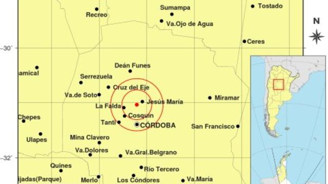 Sismo en Córdoba este jueves.