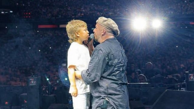 Damián Córdoba se presentó con su hijo Máximo en el Festival de Jesús María.