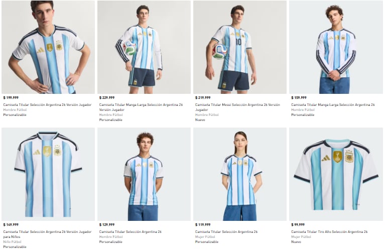 Precios camisetas de la Selección Argentina.