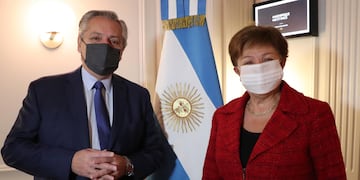 El presidente Alberto Fernández volverá a reunirse con la directora del FMI, Kristalina Georgieva, cuando ambos coincidan en la cumbre del G20 a realizarse en Roma, Italia. (Presidencia)