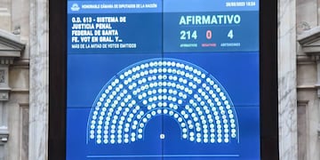 El proyecto de fortalecimiento de la Justicia Penal Federal en Santa Fe recibió 214 votos afirmativos y 4 abstenciones (Foto: HCDN)