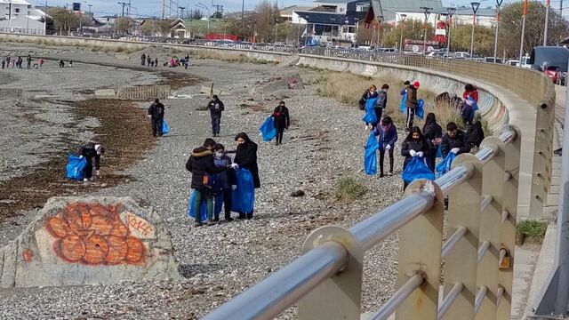 La limpieza de la playa se llevó a cabo con distintas instituciones educativas y distintas fuerzas de seguridad.