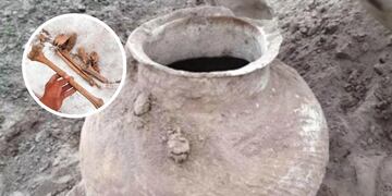 Así luce la vasija encontrada en Santiago del Estero.