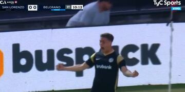 Federico Girotti, ex Talleres, grita con alma y vida el gol de San Lorenzo a Belgrano