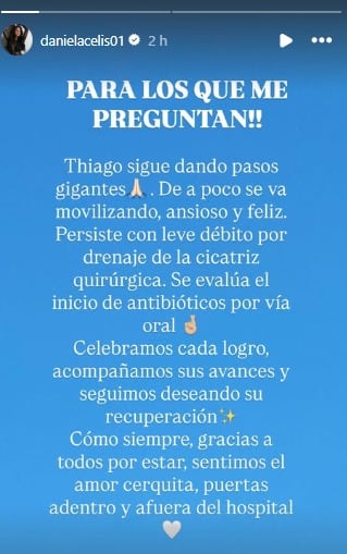 Daniela Celis sobre la actual realidad que vive Thiago Medina.
