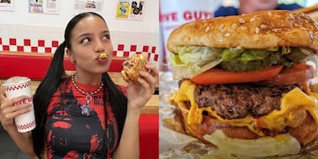 Emilia Mernes con su hamburguesa en Barcelona