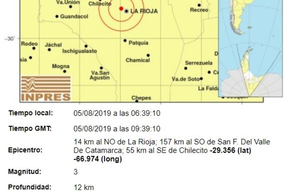 Leve sismo en el amanecer despertó a los riojanos