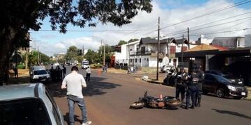 Murió un motociclista en el centro de Posadas\u002E (Foto: Misiones Online)