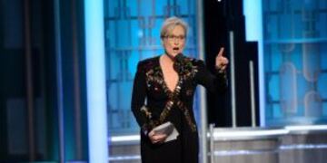 HFPA100. Beverly Hills (United States), 09/01/2017.- A handout photo made available by the Hollywood Foreign Press Association (HFPA) on 09 January 2017 shows Meryl Streep accepting the Cecil B. DeMille Lifetime Achievement Award during the 74th annual Go