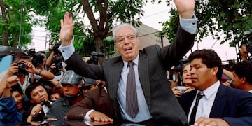 Foto del secretario general de la ONU, Javier Perez de Cuellar en 1995 shows
