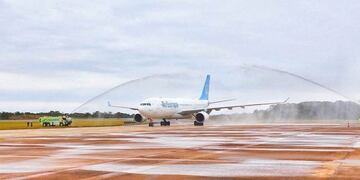 El viaje inaugural de la ruta Madrid-Iguazú-Madrid se cumplió este viernes 2 de agosto de 2019\u002E (MisionesOnline)