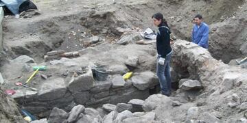 Restos arqueológicos en la obra del Banco Nación