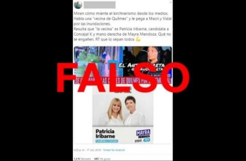 Es falso que en TV una candidata a concejal del Frente de Todos se hizo pasar por una vecina, en medio de las inundaciones en Quilmes