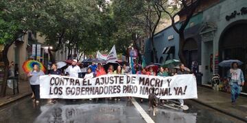 Gremios movilizados en el centro rosarino.