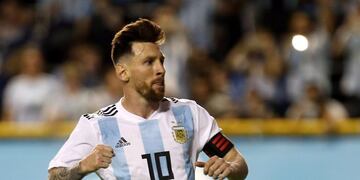Soccer Football - International Friendly - Argentina vs Haiti - La Bombonera, Buenos Aires, Argentina - May 29, 2018 Argentina's Lionel Messi celebrates scoring their first goal REUTERS/Agustin Marcarian cancha de boca juniors lionel messi partido amistoso internacional futbol futbolistas partido seleccion argentina haiti