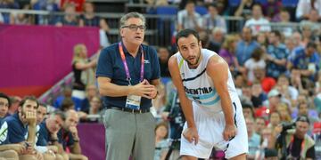 Julio Lamas dirigió a Manu Ginóbili en Londres 2012 (Prensa UNRaf)