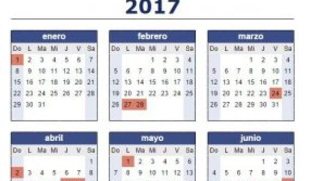 Calendarios de feriados 2017