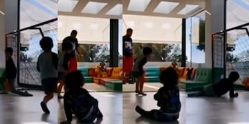 Messi jugó al fútbol con sus hijos tras el triunfo del Barcelona\u002E (Captura de pantalla)