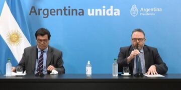Claudio Moroni y Matías Kulfas en conferencia de prensa