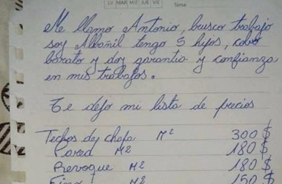 Se quedó sin trabajo, escribió una carta y se hizo viral