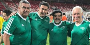 Diego Maradona, junto a Tapia, Angelici y Blanco en Bahru00e9in.