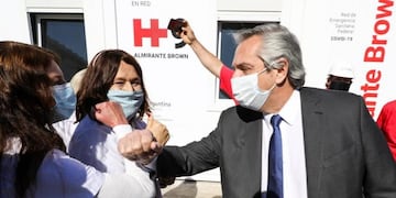 Coronavirus: Alberto Fernández recorrió un hospital construido en un mes\u002E (Presidencia de la Nación)