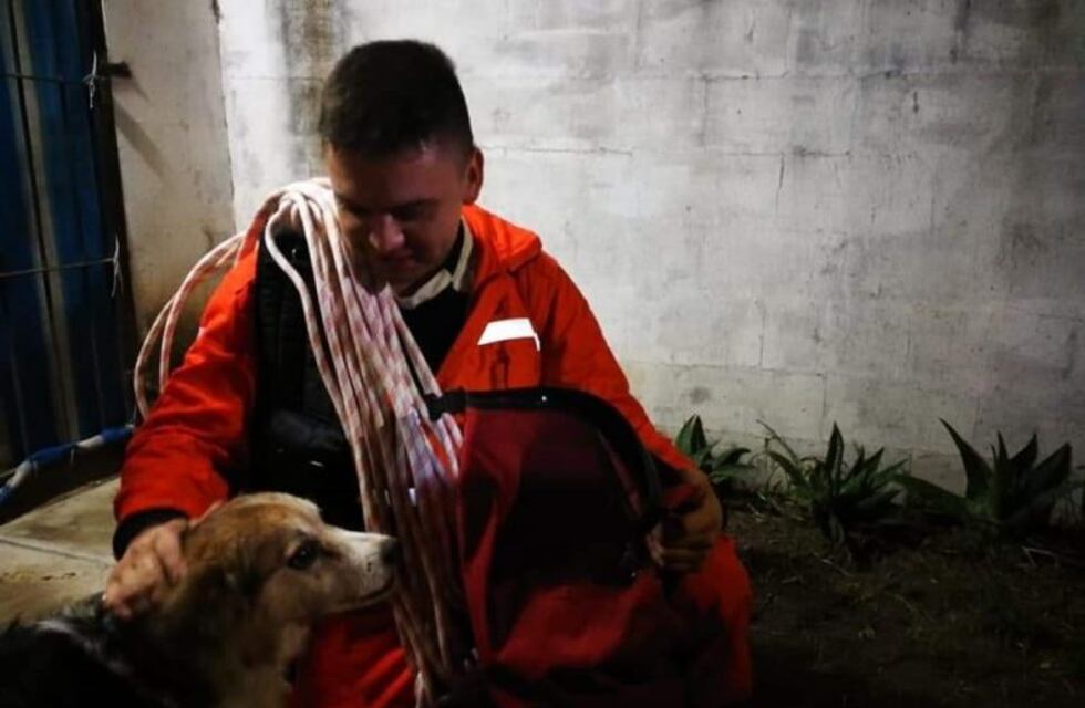 Logran rescatar a un perro que cayó en un pozo