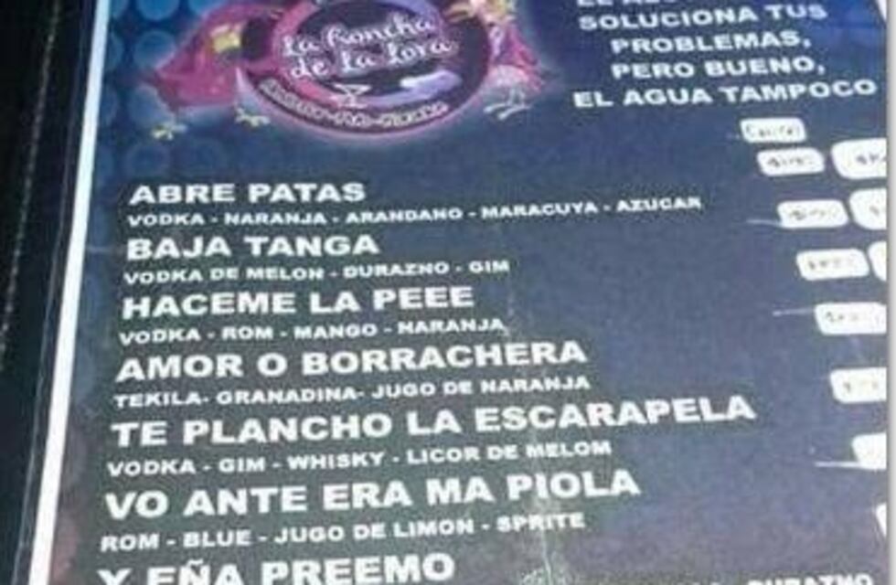 "Baja tanga" y "Abre patas", los tragos machistas que ofrecen en un bar de Salta