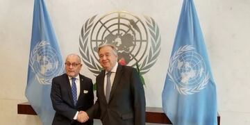 El canciller argentino Jorge Faurie y el presidente de la ONU António Guterres