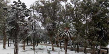 La Falda amaneció nevada