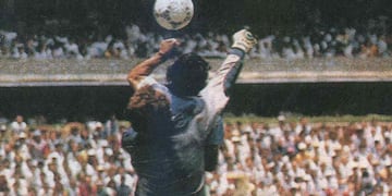 "La Mano de Diez", uno de los goles de Diego Maradona contra Inglaterra.