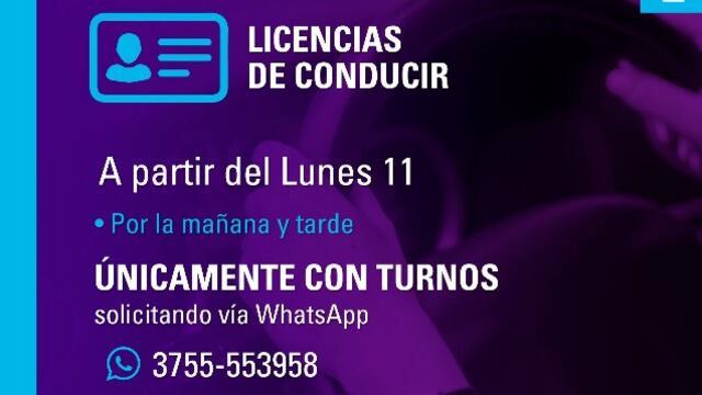 Oberá: emisión y renovación de licencias de conducir