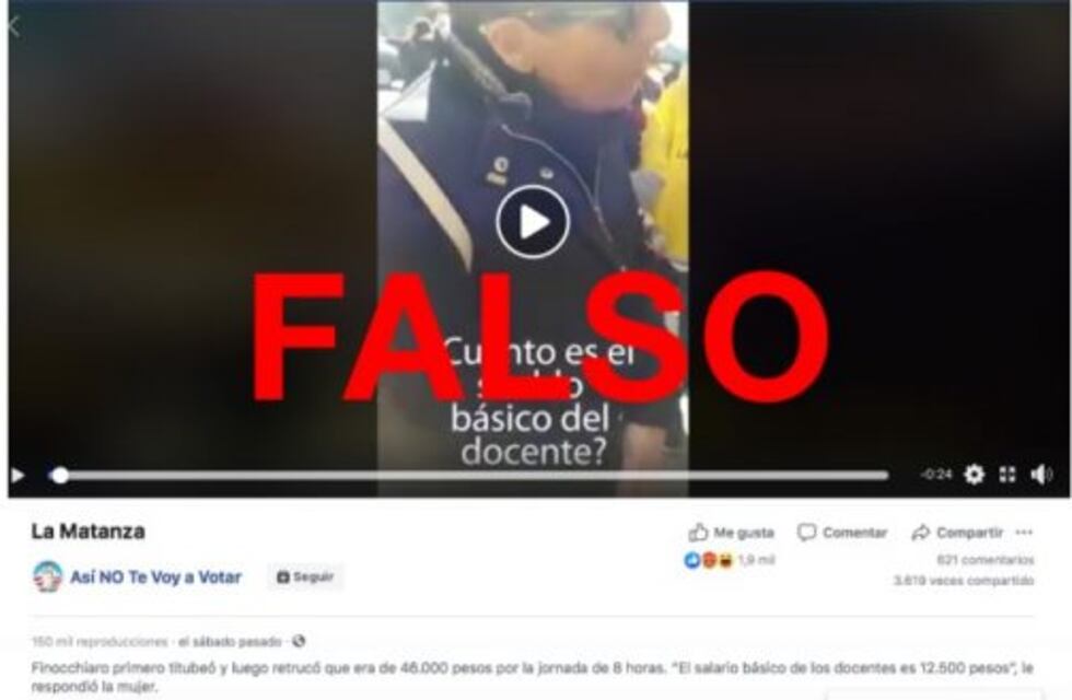 Es falso que Finocchiaro no sabía cuál es el sueldo de un docente bonaerense sin antigüedad y que éste sea de $12.500