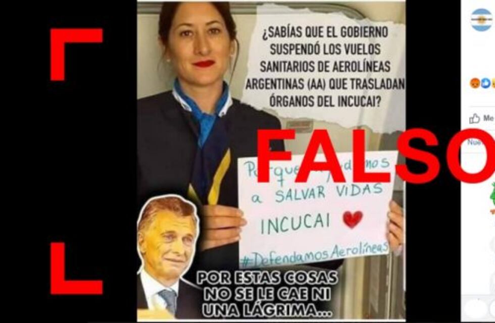 Es falso que el Gobierno suspendió los vuelos de Aerolíneas Argentinas que trasladan órganos del Incucai