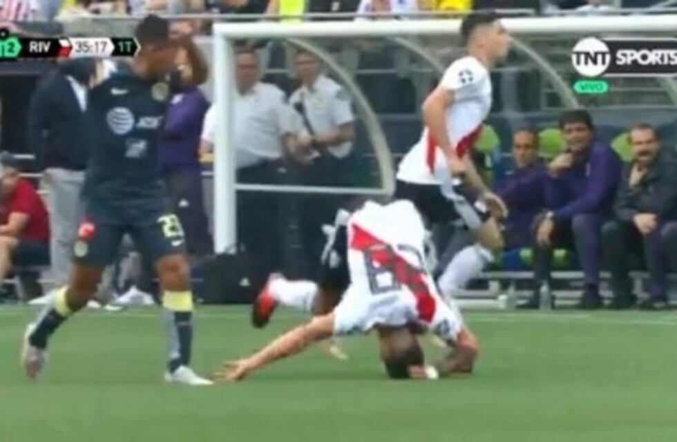 Durísima caída de Martínez Quarta en el amistoso de River ante América