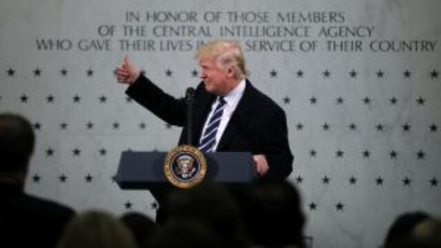 U.S. President Donald Trump delivers remarks during a visit to the Central Intelligence Agency (CIA) in Langley, Virginia U.S. January 21, 2017. REUTERS/Carlos Barria     TPX IMAGES OF THE DAY
