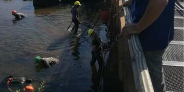 Limpieza en el lecho del Iguazú bajo las pasarelas de Garganta del Diablo\u002E (CVI)