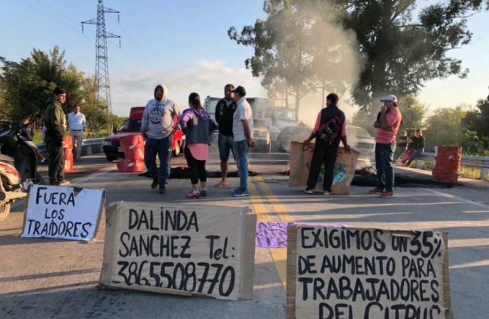Disconformes con el acuerdo paritario, trabajadores del limón cortan la Ruta 38