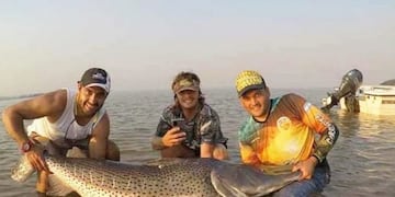 Pescaron un surubí de 70 kilos en Paso de la Patria\u002E