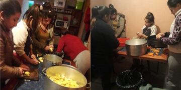 Melisa, su familia y amigas trabajan en el comedor\u002E