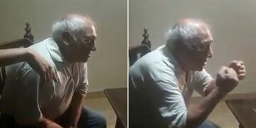 Agustín junto a su abuelo y su familia\u002E