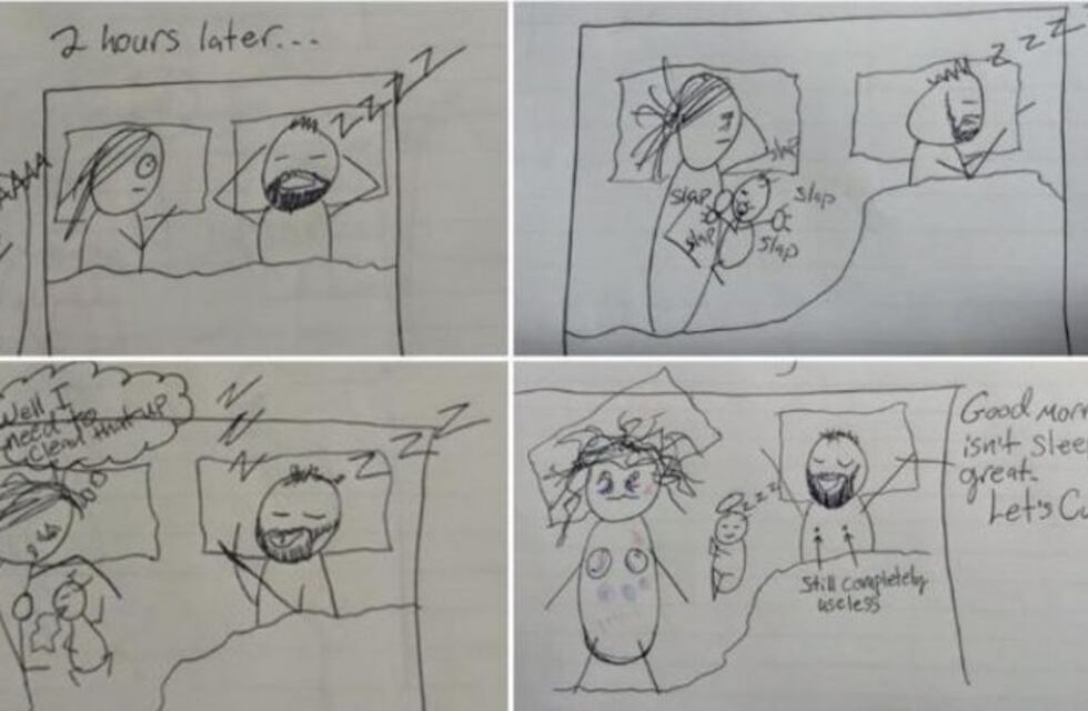 Le dibujó a su marido la razón de su cansancio y se volvió viral