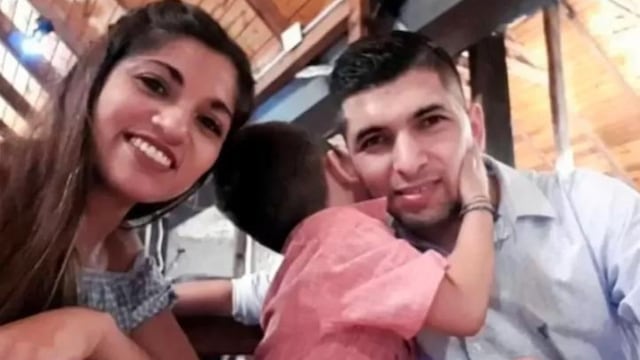 La víctima, Micaela Corvalán, y el femicida Román Gutiérrez, junto al hijo de ambos. Foto: Nuevo Diario