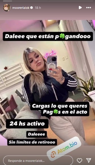 Morena Rial desde su cuenta secundaria de Instagram.