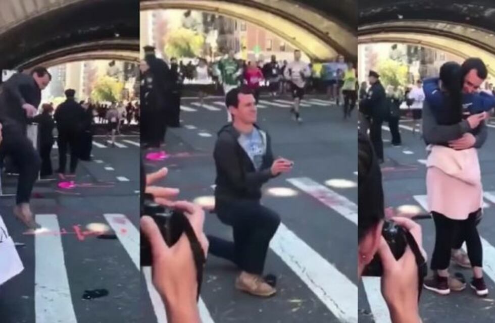 Un hombre le propuso casamiento a su novia mientras ella corría una maratón